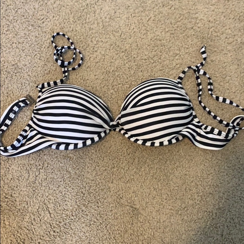 xhiliration striped swim suit top